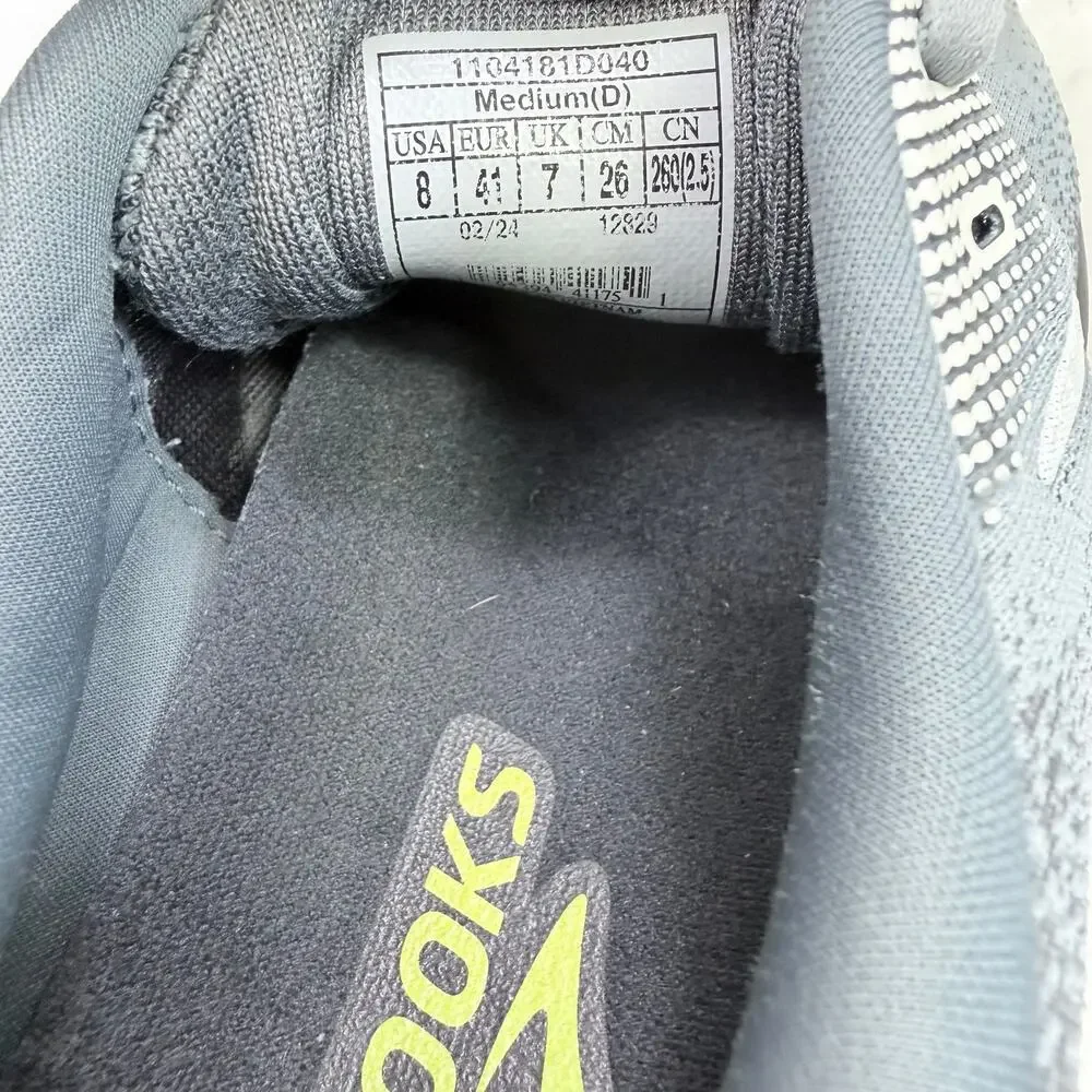 Brooks Ghost 16 Mens Running Shoes Primer Grey Lime Size 8 D Medium